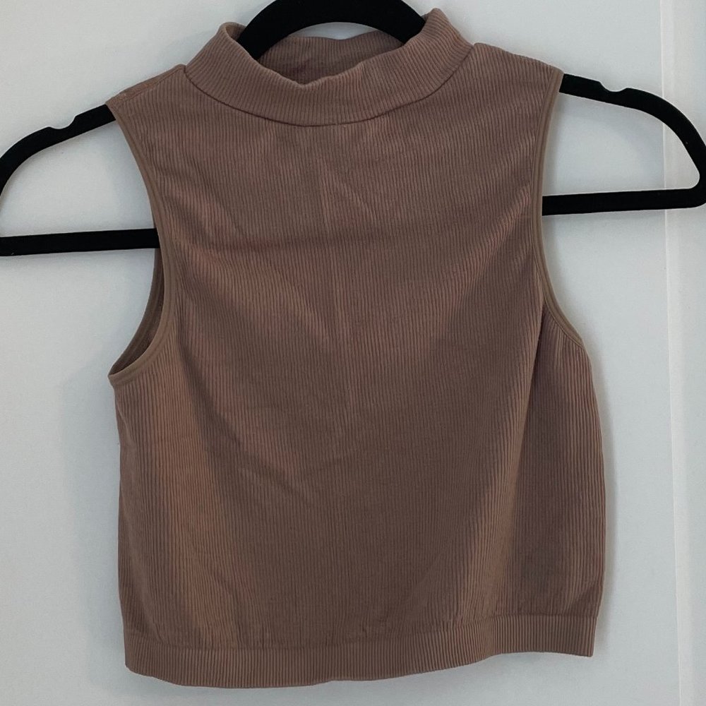 Brown Classic Cropped Halter Top